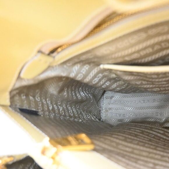 Prada Open Promenade Bag Saffiano Leather Yellow Leather Handbag (Pre-Owned)